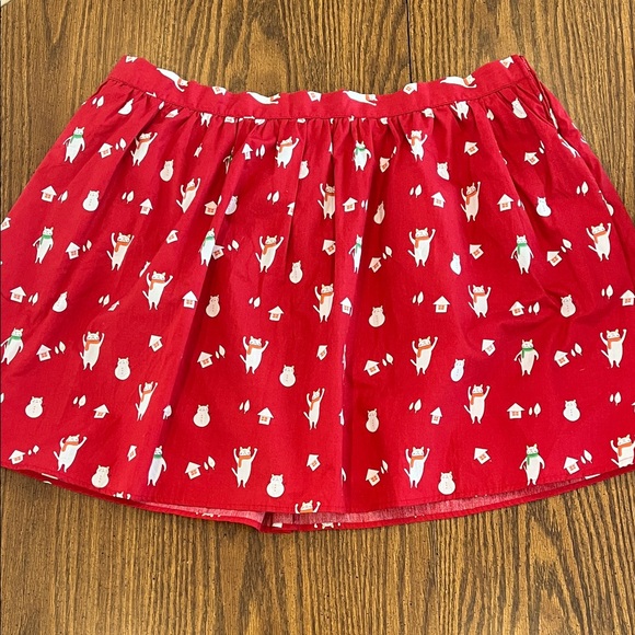 ModCloth Holiday Christmas Mini Cotton Skirt in Red Cats. 2X pockets - Picture 2 of 9